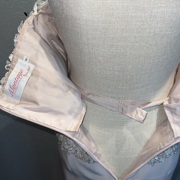 MONTAGE COLLECTION Blush Embroidered Maxi Formal Evening Gown - Size 6 - Picture 13 of 15